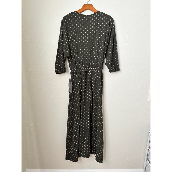 NEW GARNET HILL Faux Wrap Maxi Knit Dress Green Grey XS - Picture 3 of 7